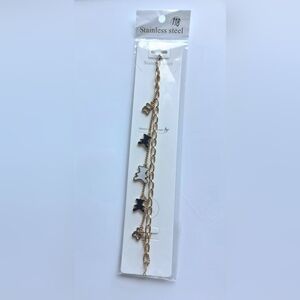 New Gold Stainless Steel Two Strand Charm Bracelet #118